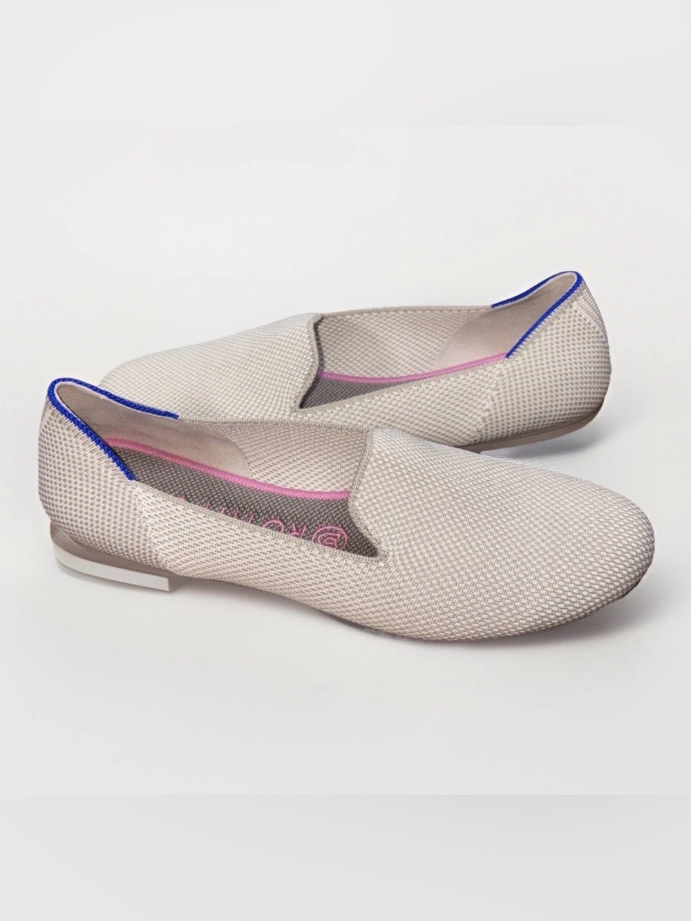 Rothys The Loafer Size 8 Linen Double Stitch Beige tan fabric vegan flats